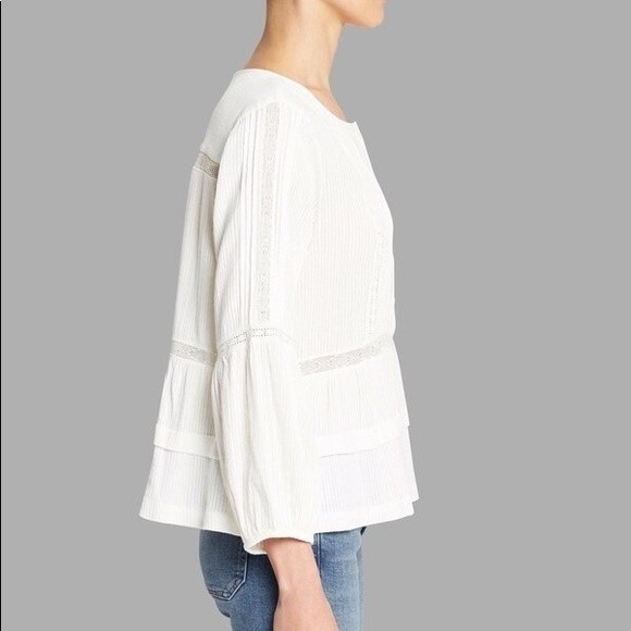 JOIE CARLEEN BOHO LACE CROCHET BLOUSE TOP WHITE S Romantic Cottagecore Victorian - Picture 4 of 12